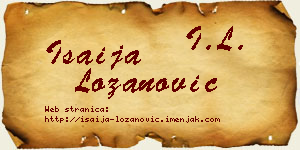 Isaija Lozanović vizit kartica